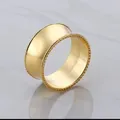Elegant golden metal napkin ring with fine beaded edges for hotel dining table decoration - Fine Beaded Edge Style / Gold