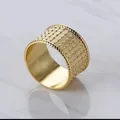 Luxury gold metal napkin ring with textured grid pattern for table decor - Alloy Spotted Texture / Gold