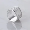 Luxury silver beaded hollow metal napkin ring holder for hotel and home dining decor - Alloy Spotted Texture / Silver