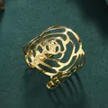Elegant creative hollow-out metal rose napkin ring in golden finish for table setting - Rose Flower Hollow Style / Gold