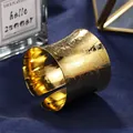 Elegant gold metal napkin ring with intricate hollowed-out pattern for luxury table decor - Open Rose Texture Style / Gold