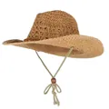 Cappello da cowboy in paglia intrecciata a mano con sottogola regolabile e fascia intrecciata. - Taglia unica / Stile Bambino-Cachi (80FMZ54A)