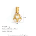 Stainless steel 18K gold plated soccer ball pendant with dimensions and weight info - Steel / 7.2mm / White