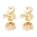 Exquisite gold hollow floral long drop earrings with a 3D layered petal wire design - Gold Multi-Layer Hollow 3D Flower Earrings (Style 7)
