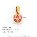 Stainless steel pink soccer ball pendant with 18K gold plating dimensions - Steel / 7.7mm / Pink