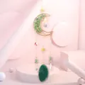 Atrapasol de luna dorada árbol de la vida con ágata y cristales verdes de ventana - Aventurina Verde (10cm)