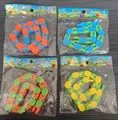 Set of four 24-section fidget link toys in vibrant multi-color patterns - Multicolor / 24 Segments