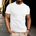 Close-up of men's breathable slim fit white T-shirt with textured fabric on model - White