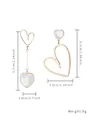 Asymmetric stainless steel heart earrings with dimensions and weight info. - Asymmetric Mother of Pearl Heart Style (E412-WH)