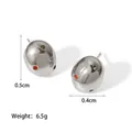 Minimalist silver stainless steel stud earrings with colorful stones, 0.5x0.4cm size - Oval Colorful Rhinestone Style (E748-ST)