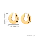 Minimalist chunky gold-plated stainless steel hoop earrings with 1.1cm diameter specification - Thickened Open Hoop Style (E848-GO)