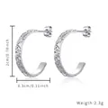Textured silver stainless steel hoop earrings, 2cm diameter, lightweight 2.3g pair - Hammered C-Shape Hoop Style (E898-ST-20M)