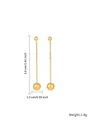 Elegant gold stainless steel ball drop earrings with 3.6cm length and 1.4g lightweight - Spherical Long Drop Style (E1637-GO)