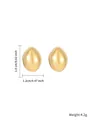 Minimalist gold-plated stainless steel teardrop stud earrings with size and weight info - Bean Shape Earring Style (E1638-GO)