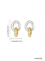 Elegant two-tone silver and gold stainless steel minimalist oval interlocking earrings - Two-Tone Nested Oval Style (E1639-ST-GO)