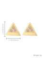 Elegant gold-plated triangular stainless steel earrings with three small sparkling stones - Double Layer Triangle Rhinestone Style (E440-GO)
