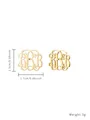 Gold stainless steel monogram stud earrings with dimensions, 1.7x1.5cm size - Monogram Style (E401-B)