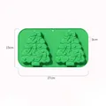 Green Christmas tree 2-cavity silicone baking mold measuring 27x15x3 cm for DIY homemade cakes - YH1229 Christmas Tree 2-Cavity Mold / Green