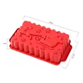 Red food grade silicone Christmas cake mold with Santa and reindeer patterns 28cm - YH1253 Santa Sleigh and Reindeer Mold / Red