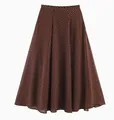 Elegant brown polka dot high-waisted A-line maxi skirt on white background - XS / Skirt / Brown