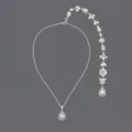 Elegante catena posteriore da sposa in strass argento per abiti da sposa scollati - Stile di Lusso Intarsiato di Strass Argento (NS-J5904)