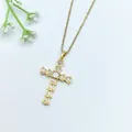 Collana con croce d'oro da donna con pietre di zirconia cubica scintillanti, SKU. - Croce in Zirconia Bianca a Livelli (XL2606-015)