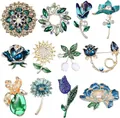 Une collection de douze broches élégantes sur les thèmes des fleurs et des insectes - KZ067