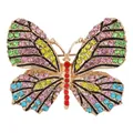 Colorful butterfly brooch pin featuring vibrant multi-color rhinestones and elegant golden finish - Multi-colored Rhinestone Butterfly Style (XD7339-7)