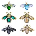 Elegant set of crystal insect brooches featuring vintage bee and cicada designs - 6-Piece Insect Brooch Set (XD11335-6)