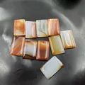 Natural banded agate rectangular pendants in various orange and white patterns - Small Plaque Only (Without Cord)