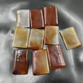 Collection of natural polished agate chalcedony rectangular pendants in amber shades - Large Plaque Only (Without Cord)