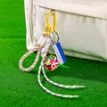 Creative football keychain with national flags and braided rope on white bag - Flag Soccer Ball + Multi Braid Rope + Carabiner