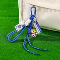Creative soccer keychain with world flag ball and blue braided rope for backpack. - Flag Soccer Ball + Blue Braid Rope + Carabiner