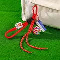 Creative soccer themed keychain featuring national flags and red braided rope bag charm - Flag Soccer Ball + Red Braid Rope + Carabiner