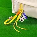 Creative soccer ball keychain with yellow braided rope and bag charm souvenir gift - Classic Soccer Ball + Yellow Braid Rope + Carabiner