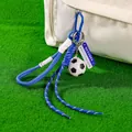 Creative soccer ball keychain with blue braided rope and carabiner charm for backpack - Classic Soccer Ball + Blue Braid Rope + Carabiner