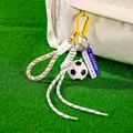 Creative soccer ball keychain with mini football pendant and rainbow woven rope - Classic Soccer Ball + Rainbow Braid Rope + Carabiner