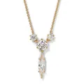 Elegant gold-plated necklace featuring a brilliant marquise and round-cut zircon pendant. - Gold Crystal Necklace