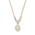 Gold plated necklace featuring a large oval clear zircon pendant for minimalist style - Gold Oval Zirconia Necklace