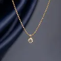 Elegant minimalist 14k gold plated round cubic zirconia pendant necklace on ball chain - Round Zirconia Round Bead Necklace