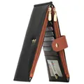 Large capacity black women's long wallet featuring multiple card slots and zippers - OPP Bag Packaging / Black and Brown