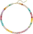 Bohemian colorful natural stone and crystal beaded necklace for women with gold clasp - Style 105 / 6mm