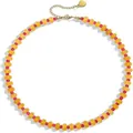 Bohemian style dopamine beaded necklace with natural yellow stones and pink crystals - Style 104 / 6mm