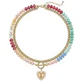 Bohemian double-layer necklace with colorful natural stone beads and gold heart - One Hundred Styles / 8mm