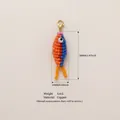 Vibrant handmade beaded fish charm pendant with copper lobster clasp for bags and DIY crafts - Style 6