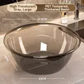 High-transparency gray thick PET plastic washbasin with 37.5cm diameter for home and dormitory - Large / Transparent Grey