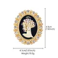 Vintage palace style cameo brooch with rhinestone woman profile design. - Black Gold White Lady Style (XD825571)