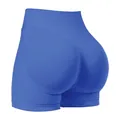 High-waisted blue scrunch butt lifting yoga shorts for gym workout fitness - M / Electric Blue