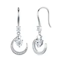 Eleganti orecchini pendenti in argento S925 moissanite con design a stella e luna - Moissanite Stella e Luna da 0,5 Carati (E13175)