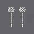 Elegant silver flower hair clips with sparkling zirconia rhinestones for women. - Rhinestone Flower Bobby Pin (HS-J3282) / Silver